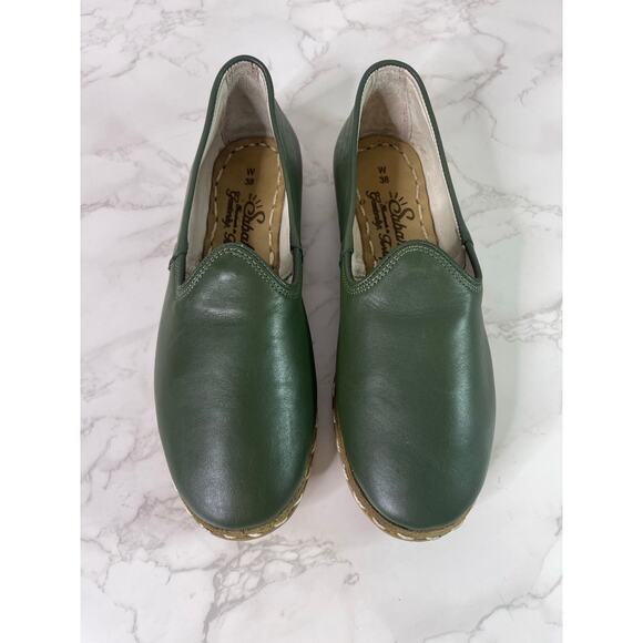Sabah Denali Green Leather Slip On Loafers 38 - Picture 8 of 10